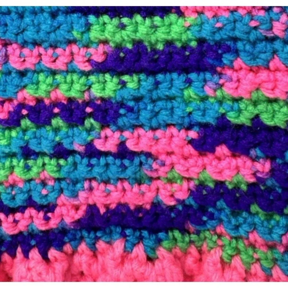Extra Small Dog‎ Sweater Crochet Variegated Pink Blue Green Handmade